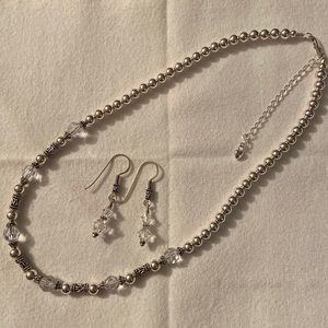 Sterling Silver and Crystal Necklace and Earring Set